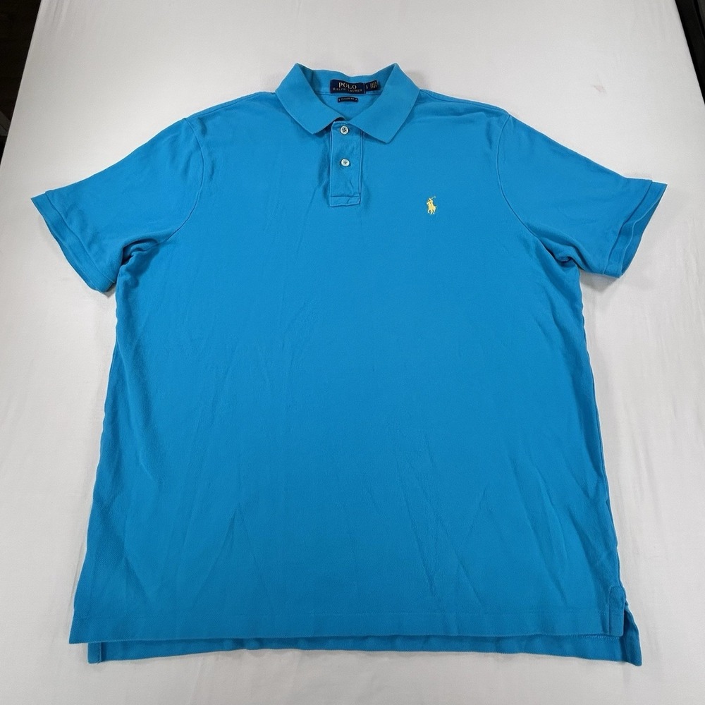 Polo Ralph Lauren Shirt Men's L Blue Short Sleeve Cotton Pony Classic Fit Preppy